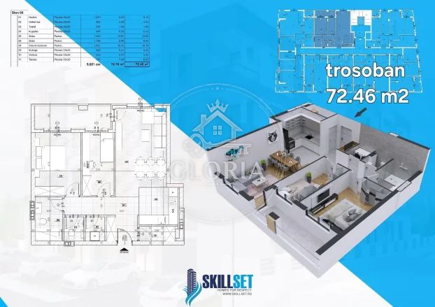 Однокомнатная квартира, 45 м², Лештане, Гроцка, фото 11