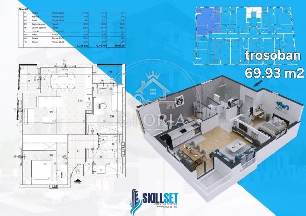 Однокомнатная квартира, 45 м², Лештане, Гроцка, фото 9